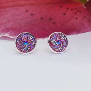 Kék- Pink csillogós fülbevaló – Bild 1