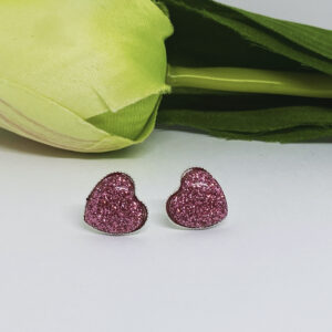 Rózsaszín szíves fülbevaló – Bild 1