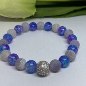 Kék achát ásvány karkötő cirkon díszítéssel - Image 2