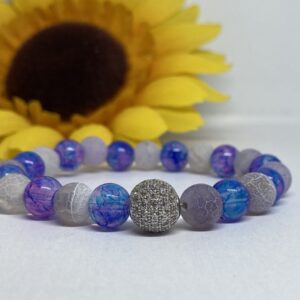 Kék achát ásvány karkötő cirkon díszítéssel - Image 1