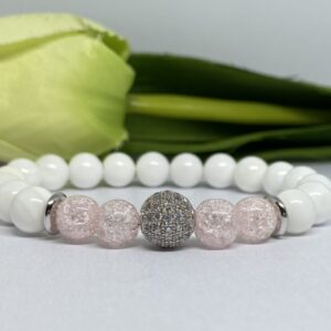 Kagyló- hegyikristály ásvány karkötő cirkon díszítéssel - Image 1
