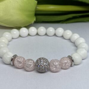 Kagyló- hegyikristály ásvány karkötő cirkon díszítéssel - Image 2