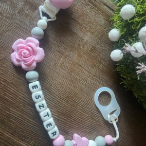 Rózsaszínű rózsás cumilánc – Bild 1