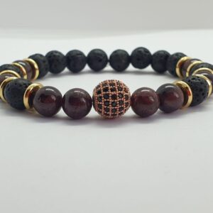 Gránát - lávakő ásvány karkötő cirkonnal – Bild 3