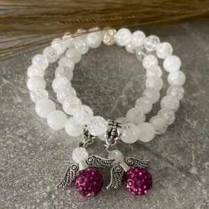 Páros hegyikristály karkötő angyal díszítéssel - Image 1