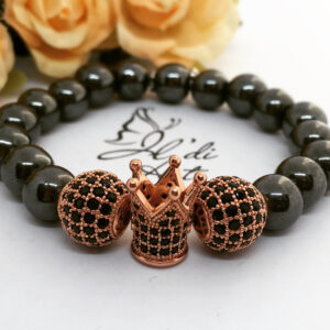 Hematit ásvány karkötő cirkon díszítésekkel - Image 1