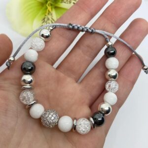 Ezüst színű ásvány karkötő cirkon díszítéssel - Image 3