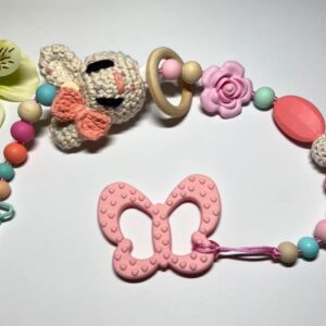 Horgolt nyuszis rágcsalánc pillangó rágcsa figurával - Image 1