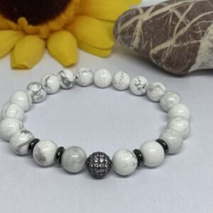 Howlit ásvány karkötő fekete cirkon díszítéssel - Image 2