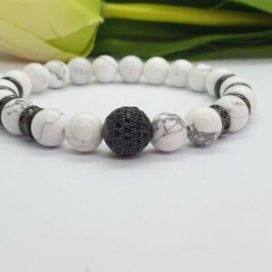 Howlit ásvány karkötő cirkon díszítéssel – Bild 1