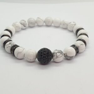 Howlit ásvány karkötő cirkon díszítéssel – Bild 2