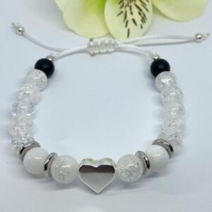 Makramés páros ásvány karkötő szív díszítéssel – Bild 3