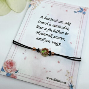 Csillogós rózsaszínű makramé karkötő egyedi szöveges ajándékkártyával - Image 3