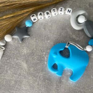 Kék elefántos rágcsa- és cumilánc - Image 1