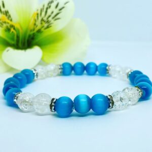 Kék macskaszem és hegyikristály ásvány karkötő - Image 1