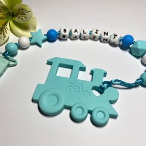 Menta- kék színű vonatos rágcsa- és cumilánc - Image 1