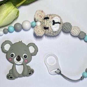 Horgolt macis rágcsa- és cumilánc koala figurával - Image 1