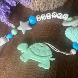 Menta színű horgolt szíves rágcsa- és cumilánc - Image 1