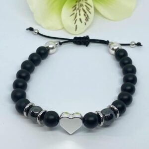 Makramés páros ásvány karkötő szív díszítéssel – Bild 4