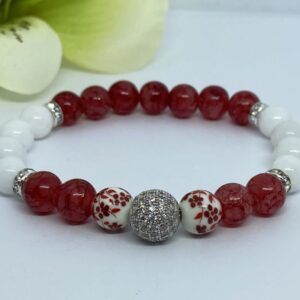 Piros árnyalatú ásvány karkötő cirkon díszítéssel - Image 3