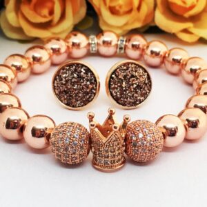 Rose gold hematit ásvány karkötő fülbevalóval - Image 1