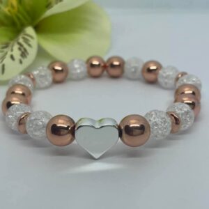 Rose gold hematit- hegyikristály ásvány karkötő – Bild 3