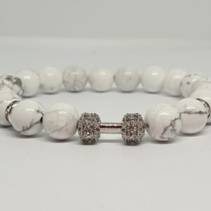 Howlit ásvány karkötő súlyzó cirkonnal – Bild 1