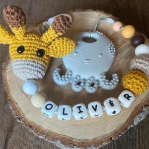 Horgolt zsiráfos rágcsa- és cumilánc - Image 2